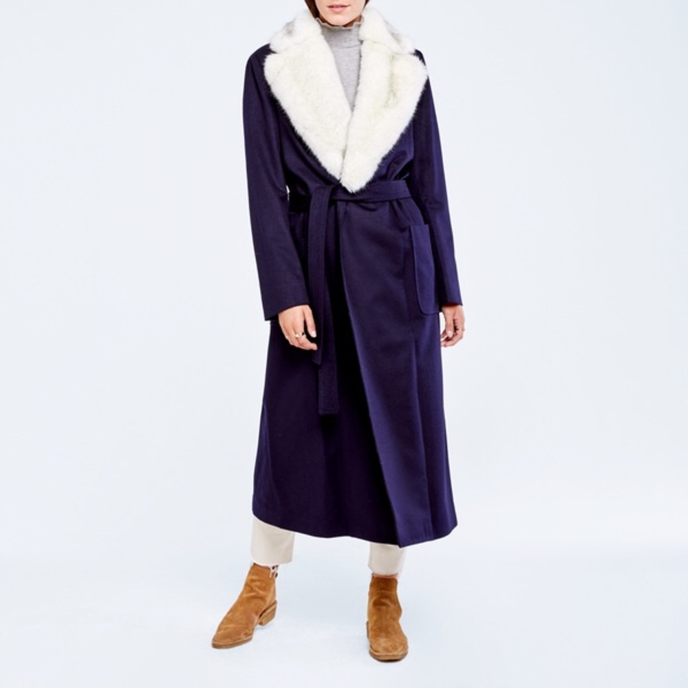 LodenTal Wool Coat size IT 46, M/L fur collar GOOP